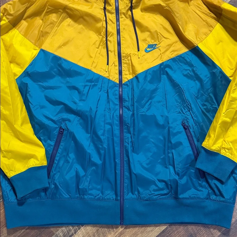Nike Windrunner Jacket Yellow/Teal Hooded Zip XXL